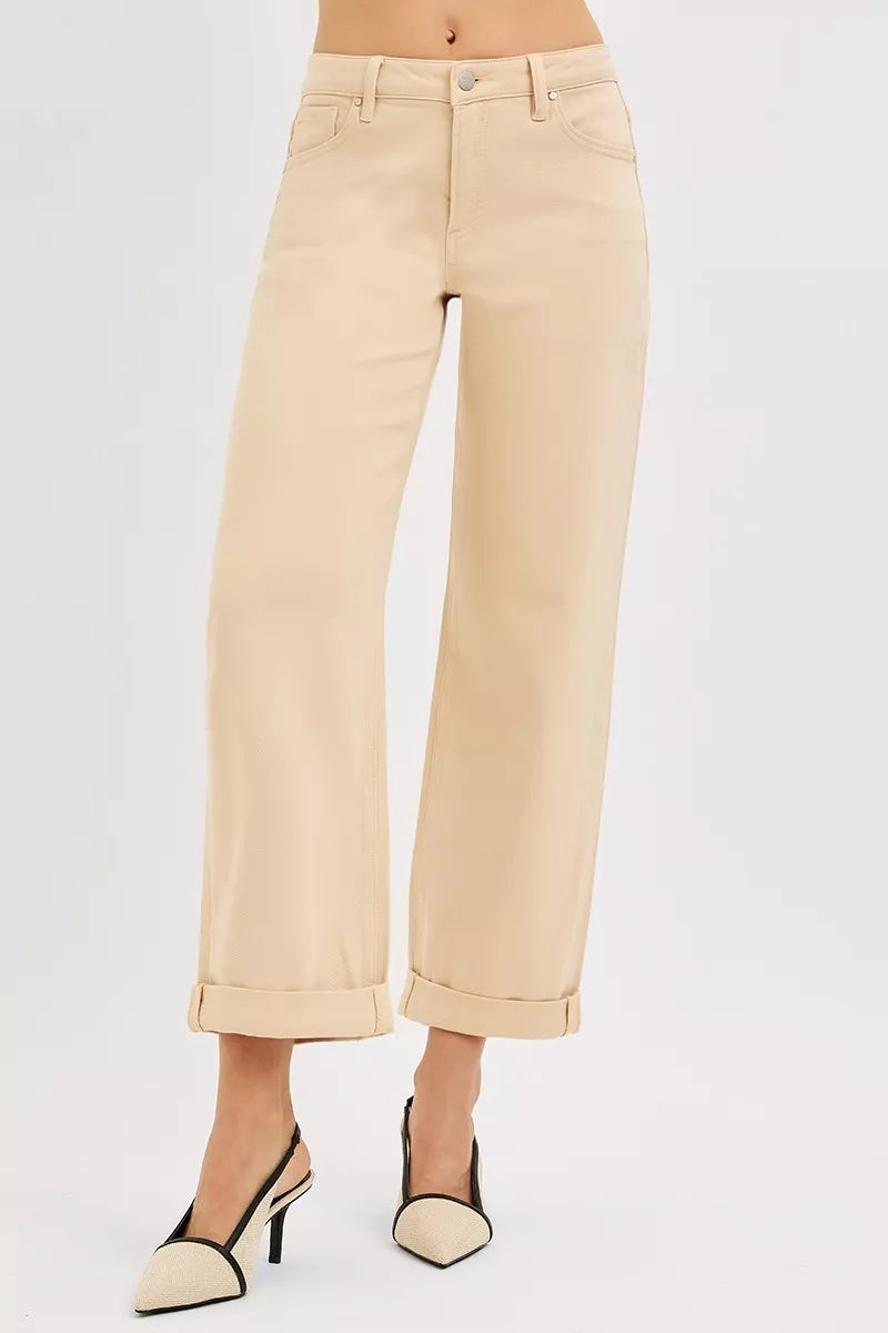 RISEN Tummy Control Mid Rise Ankle Barrel Relaxed Baggy - cas7m