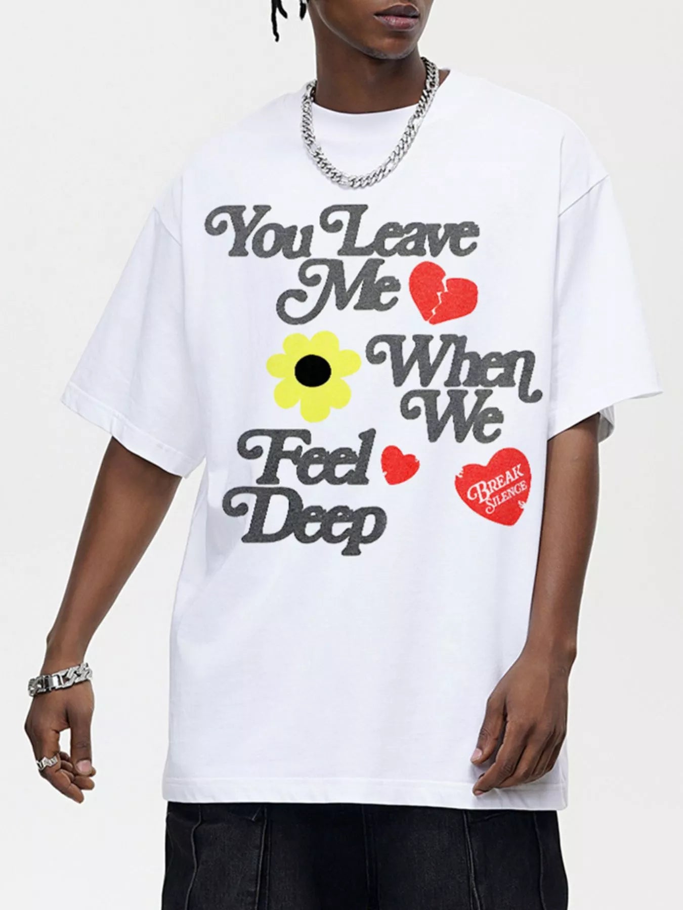 Men's Letter Graphic Round Neck T-Shirt - cas7m