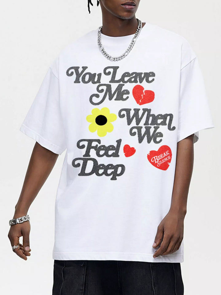 Men's Letter Graphic Round Neck T-Shirt - cas7m
