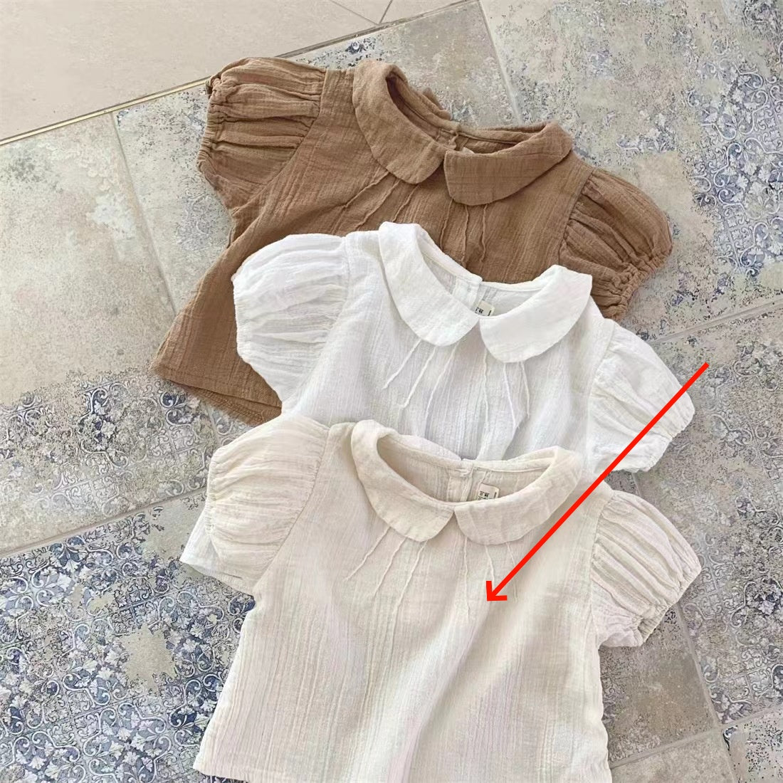 Baby Girl Cute Lapel Short-sleeved Blouse T-shirt - cas7m
