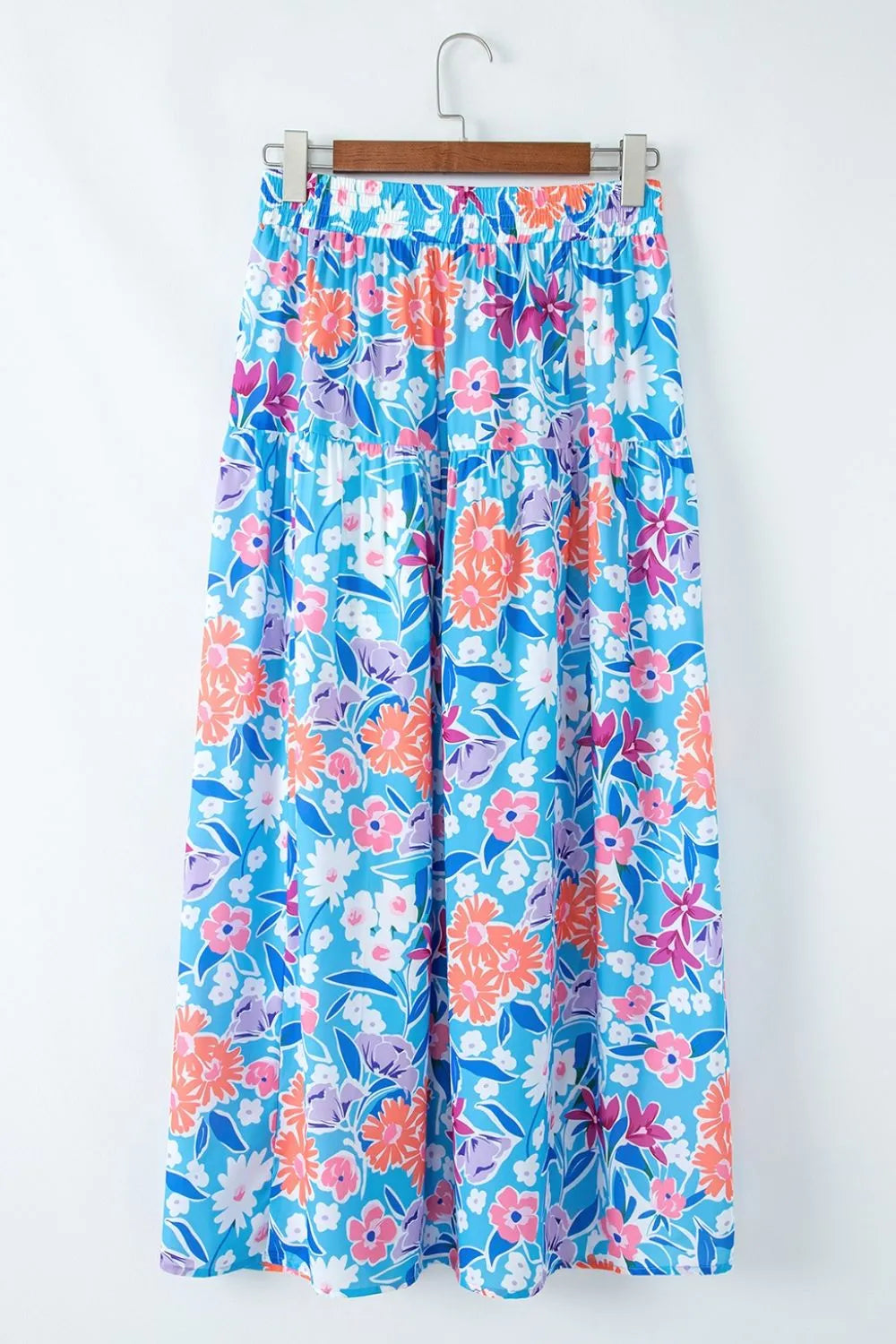 Floral Printed High Waist Split Skirt - cas7m