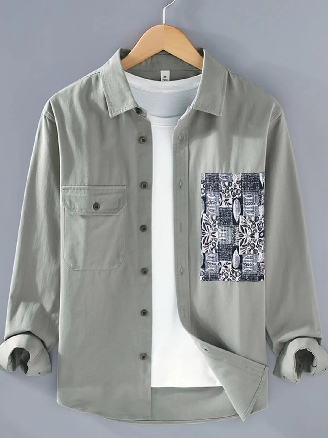 Men's Plus Size Button Up Long Sleeve Shirt - cas7m