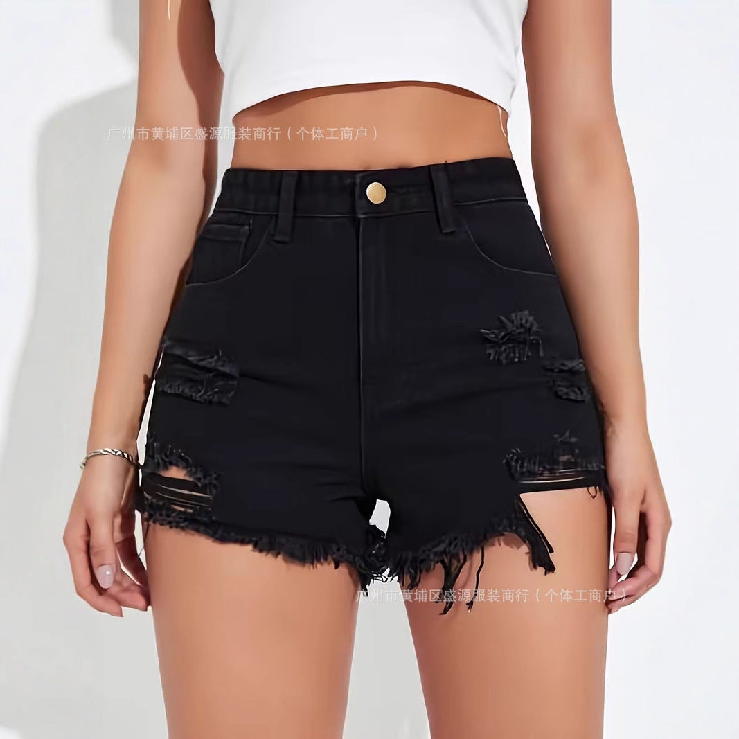 Summer Womens Denim Lift Shorts Simple Style - cas7m
