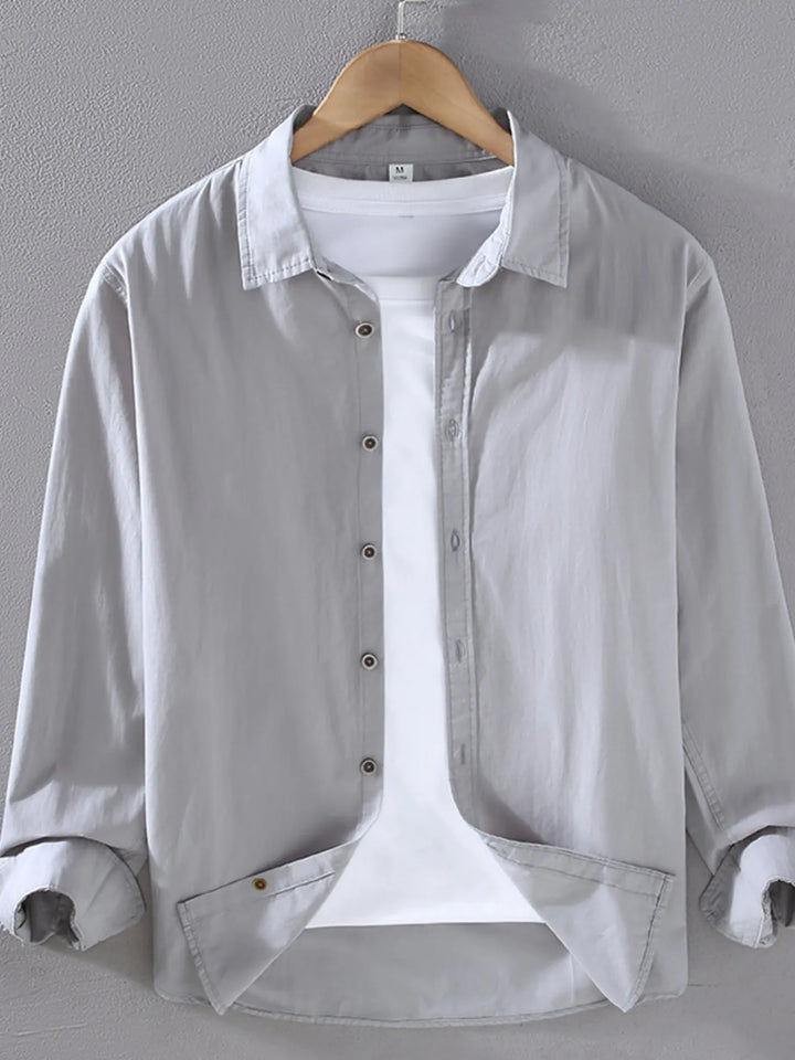 Men's Plus Size Long Sleeve Button-Up Shirt - cas7m