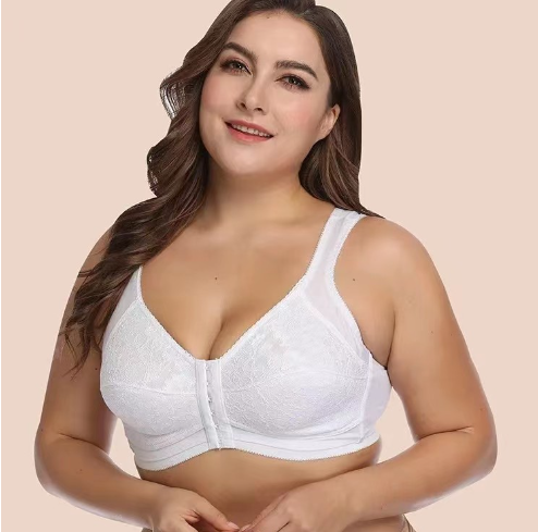 Lace Bralette with Front Closure for Plus Size Women - cas7m