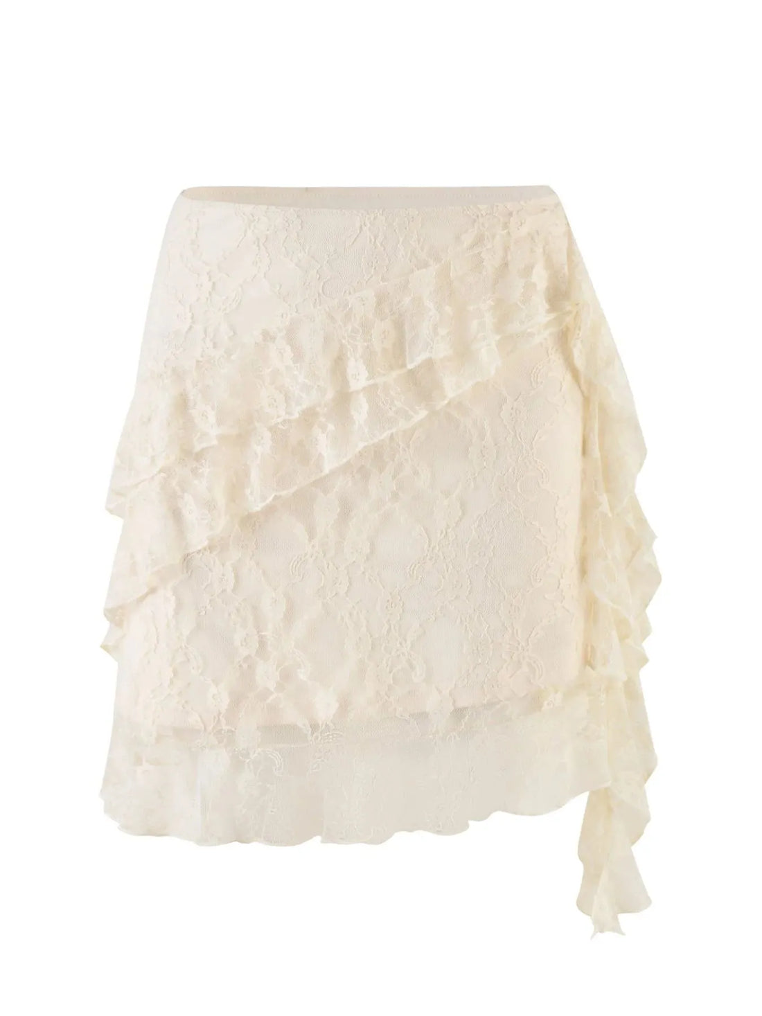 Lace Ruffle Mini Skirt - cas7m