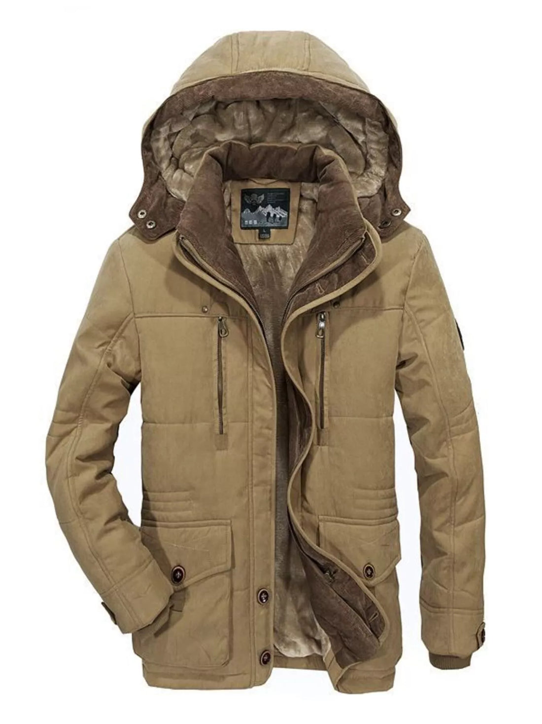 Men's Plus Size Winter Warm Hooded Parka Coat - cas7m