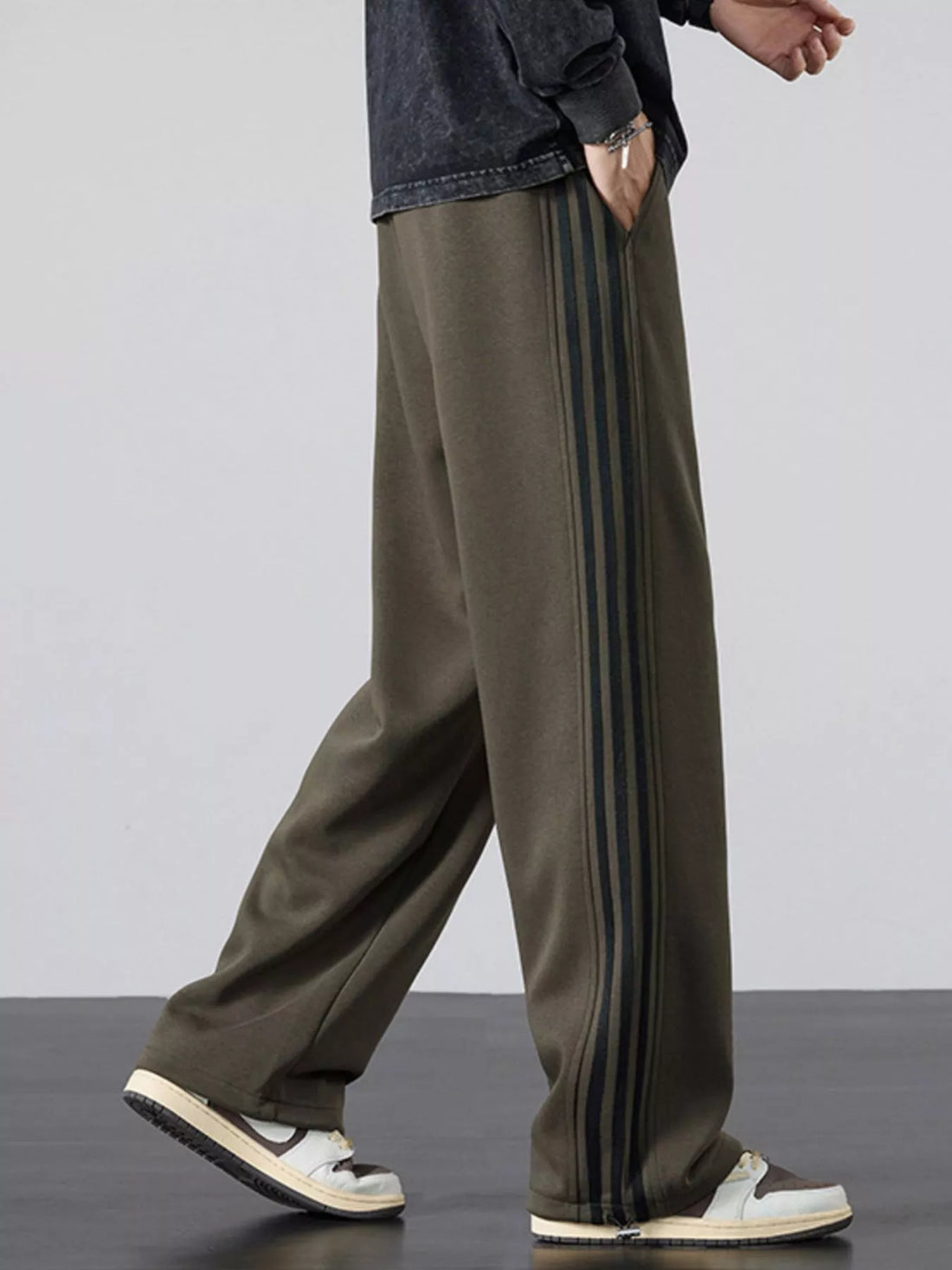 Men's Plus Size Casual Striped Wide Leg Sweatpants - cas7m