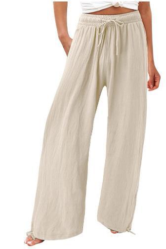 Women's Cotton And Linen Wide-leg Beach Pants Casual Pants - cas7m