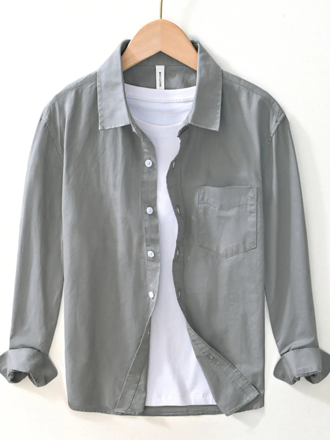 Men's Plus Size Button Up Long Sleeve Shirt - cas7m