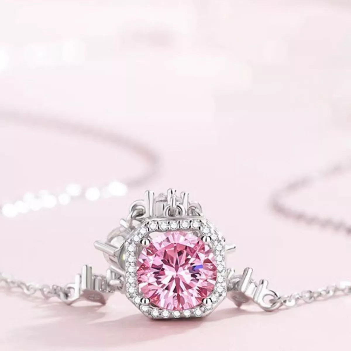 925 Sterling Silver Zircon Pendant Necklace - cas7m