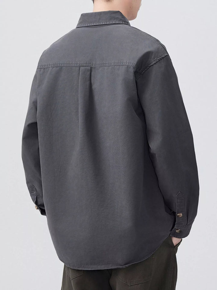Men's Plus Size Button Up Long Sleeve Shirt - cas7m