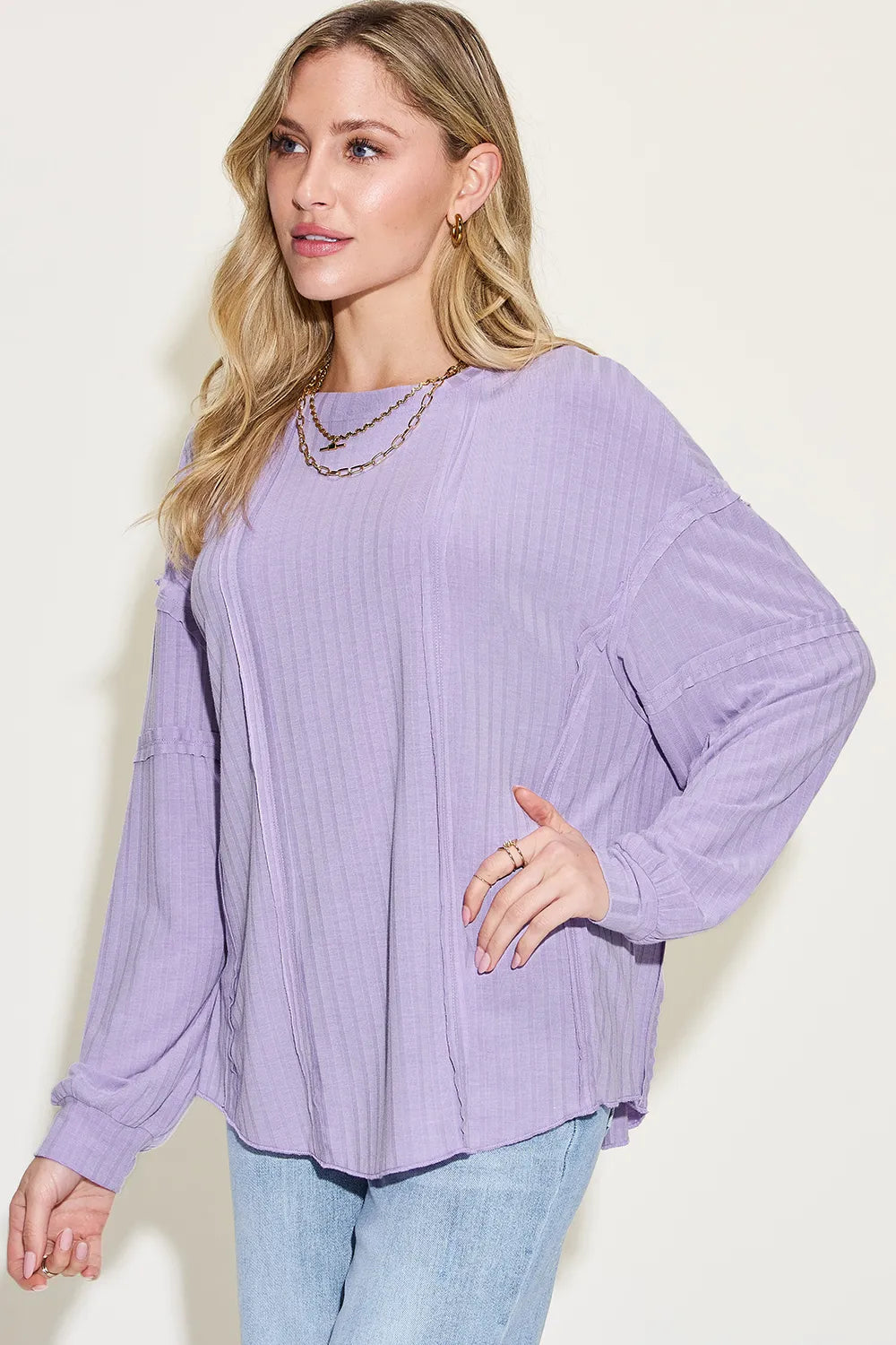 Basic Bae Full Size Ribbed Round Neck Long Sleeve T-Shirt - cas7m