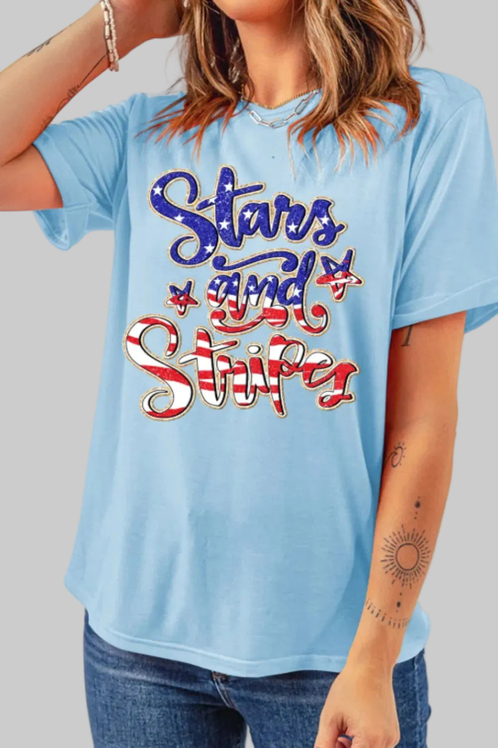 Stars and Stripes Patriotic Graphic T-Shirt - cas7m