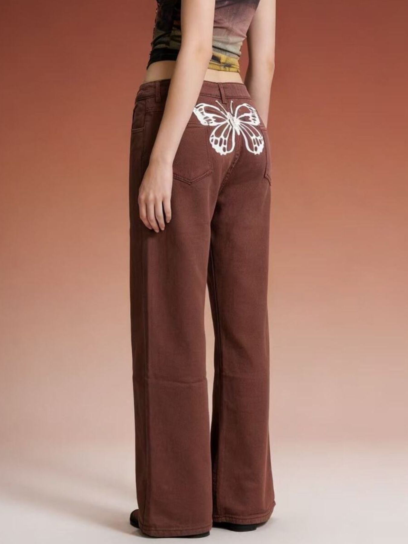 Butterfly Back Wide Leg Jeans - cas7m