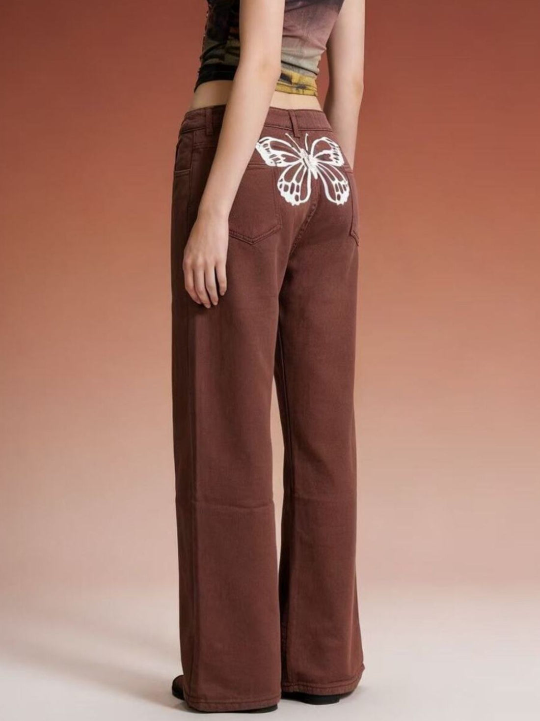 Butterfly Back Wide Leg Jeans - cas7m