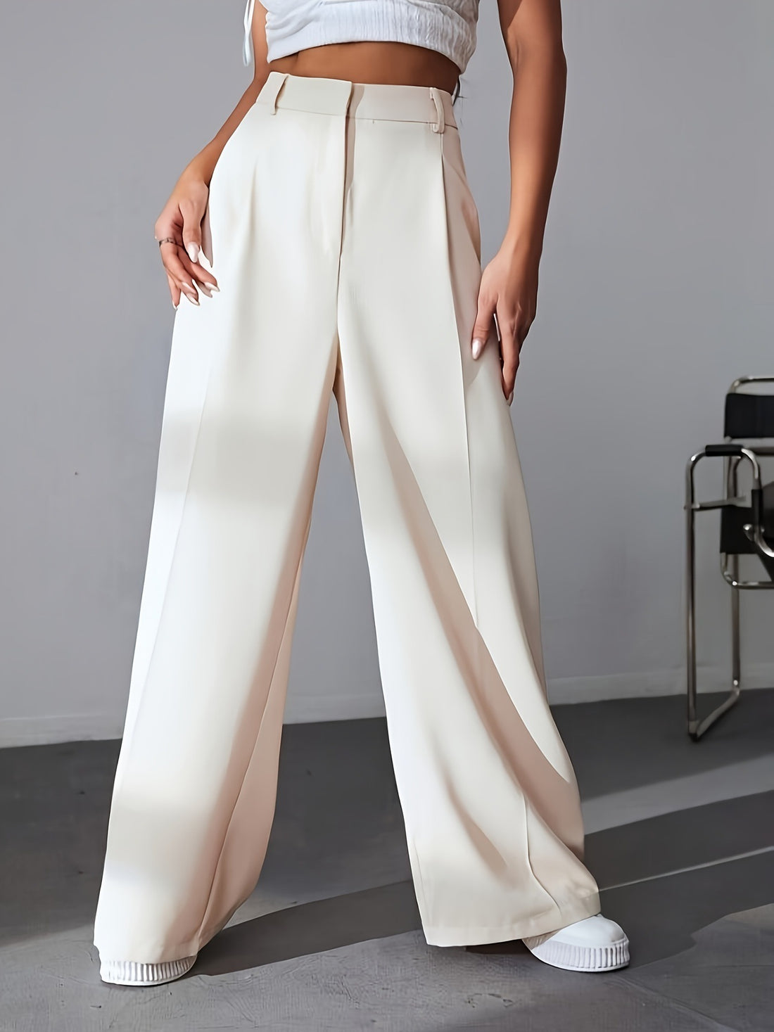 Wide Leg High Waist Slimming Loose Drooping Straight Mop Pants - cas7m