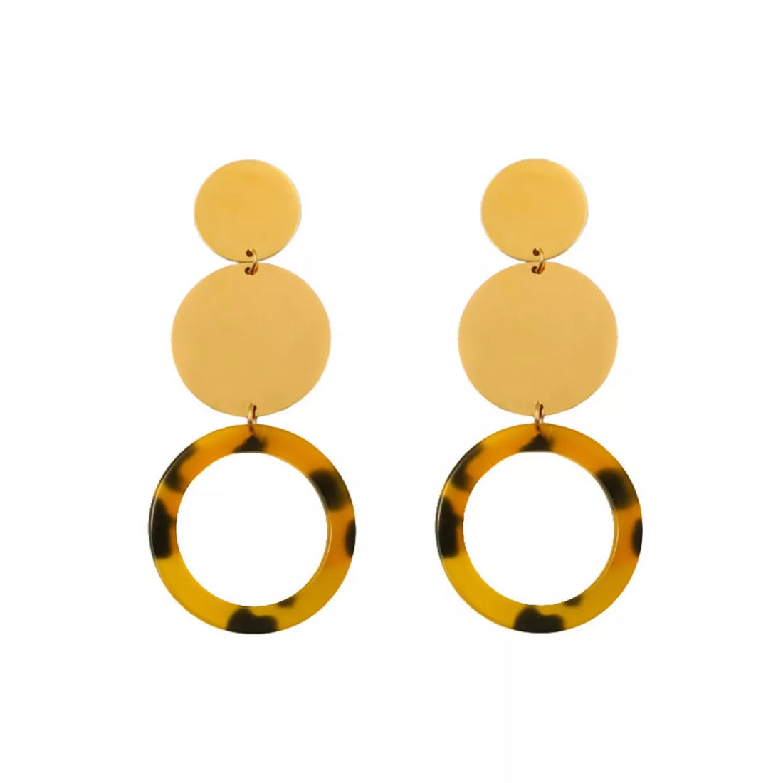18K Gold-Plated Geometric Circle Dangle Earrings - cas7m