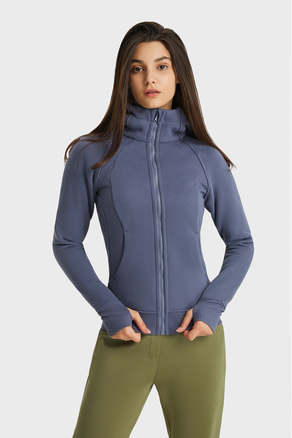 Millennia Zip Up Seam Detail Hooded Sports Jacket - cas7m