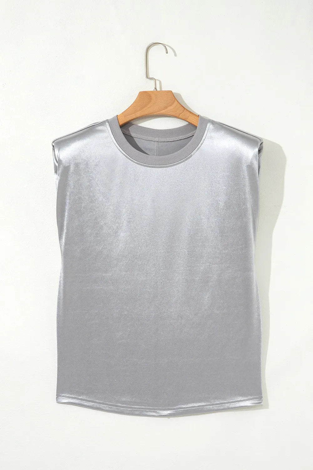 Round Neck Satin Tank Top - cas7m