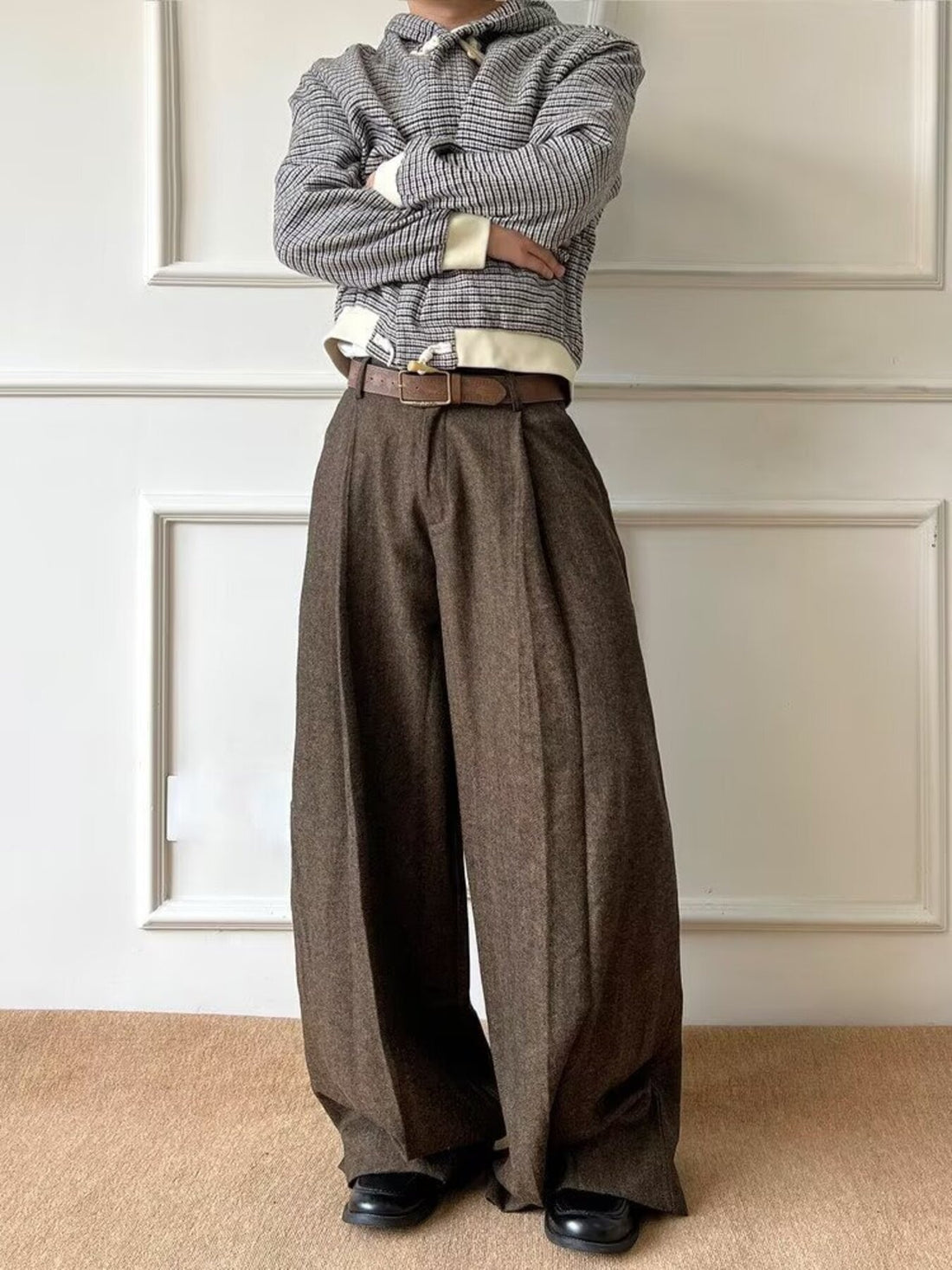 Men's Plus Size Wide Leg Pants with Pockets - cas7m