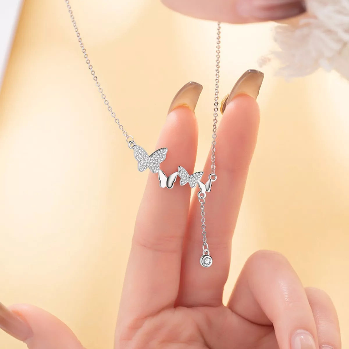 925 Sterling Silver Butterfly Necklace - cas7m