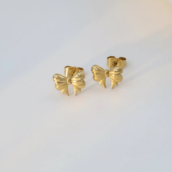 18K Gold-Plated Bow Earrings - cas7m