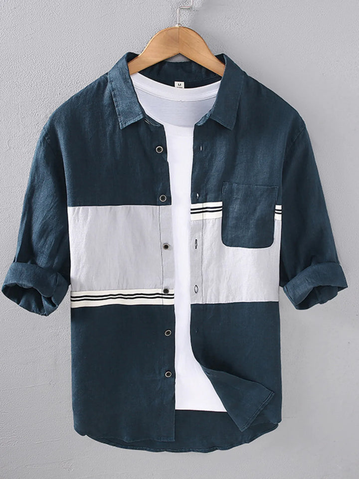 Men's Plus Size Button Up Long Sleeve Shirt - cas7m