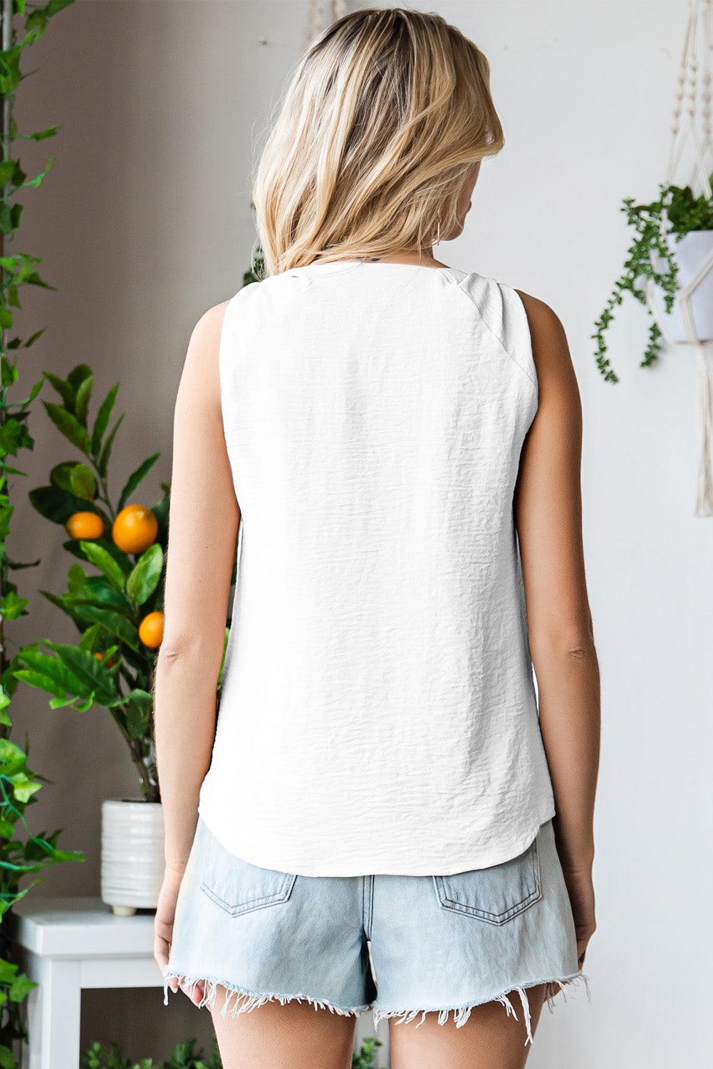 Knot Detail V-Neck Tank - cas7m