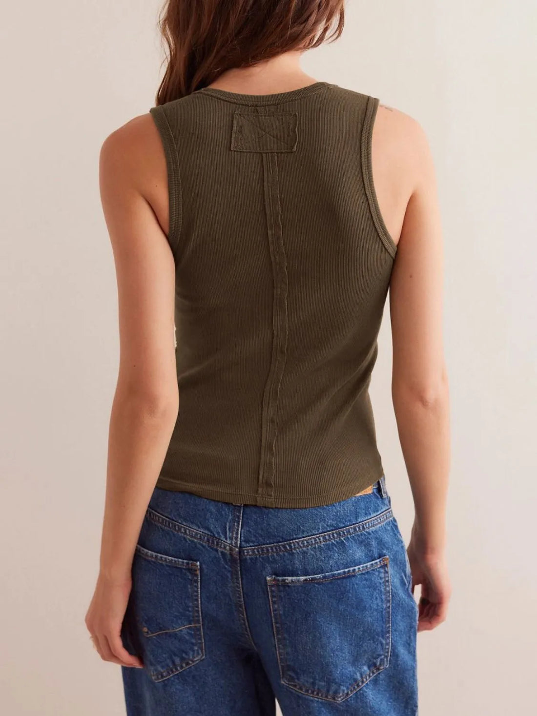 V-Neck Wide Strap Tank - cas7m