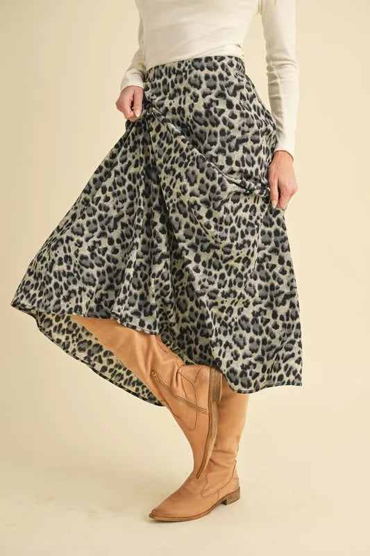 Aemi+Co Leopard Midi Skirt - cas7m
