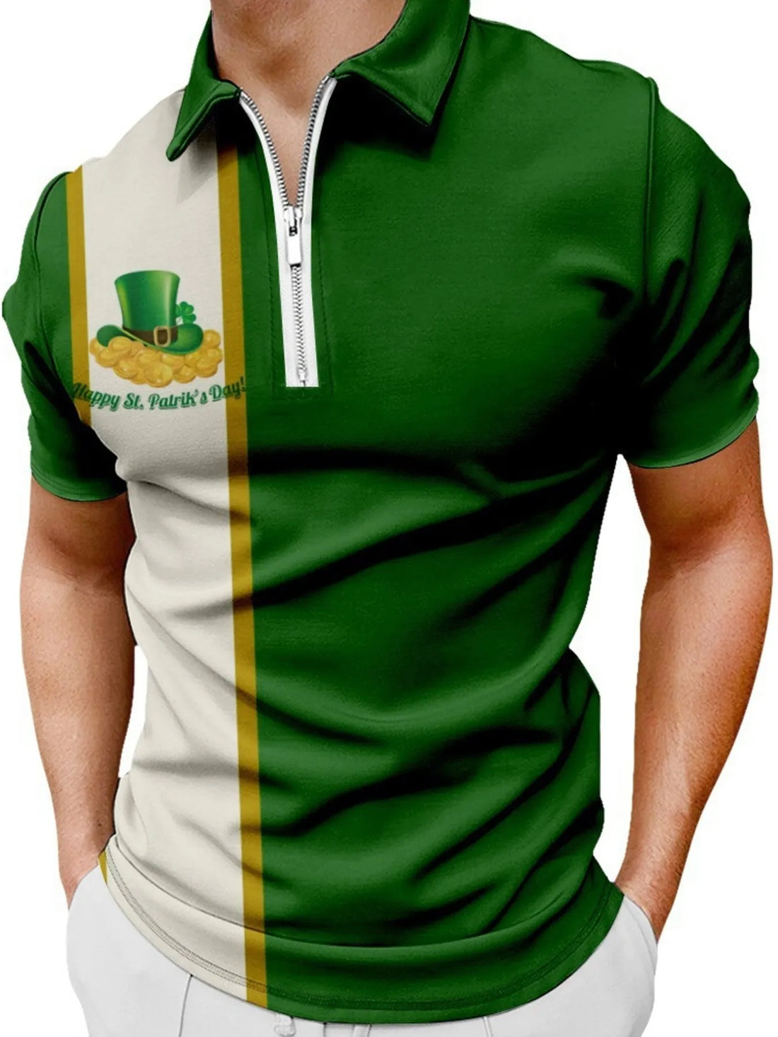 Men's Full Size Color Block Short Sleeve Polo Plus Size - cas7m