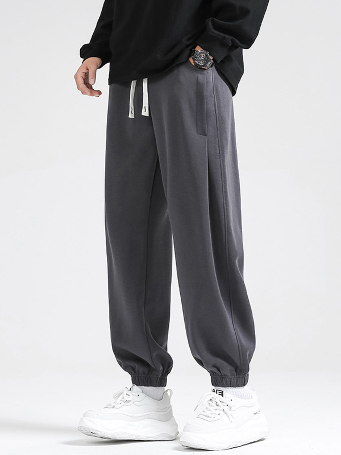 Men's Plus Size Drawstring Loose Fit Joggers - cas7m