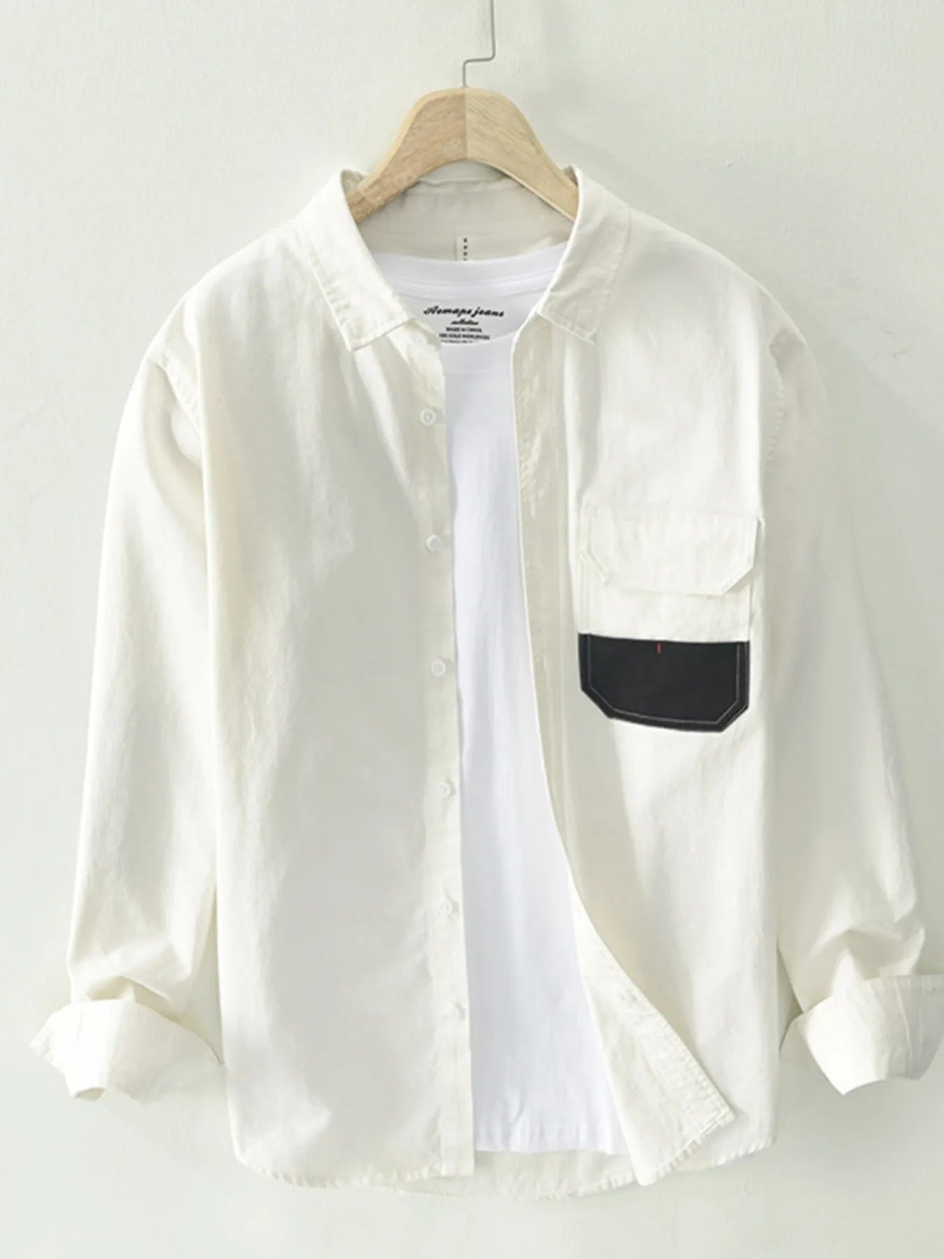 Men's Plus Size Button Up Long Sleeve Shirt - cas7m