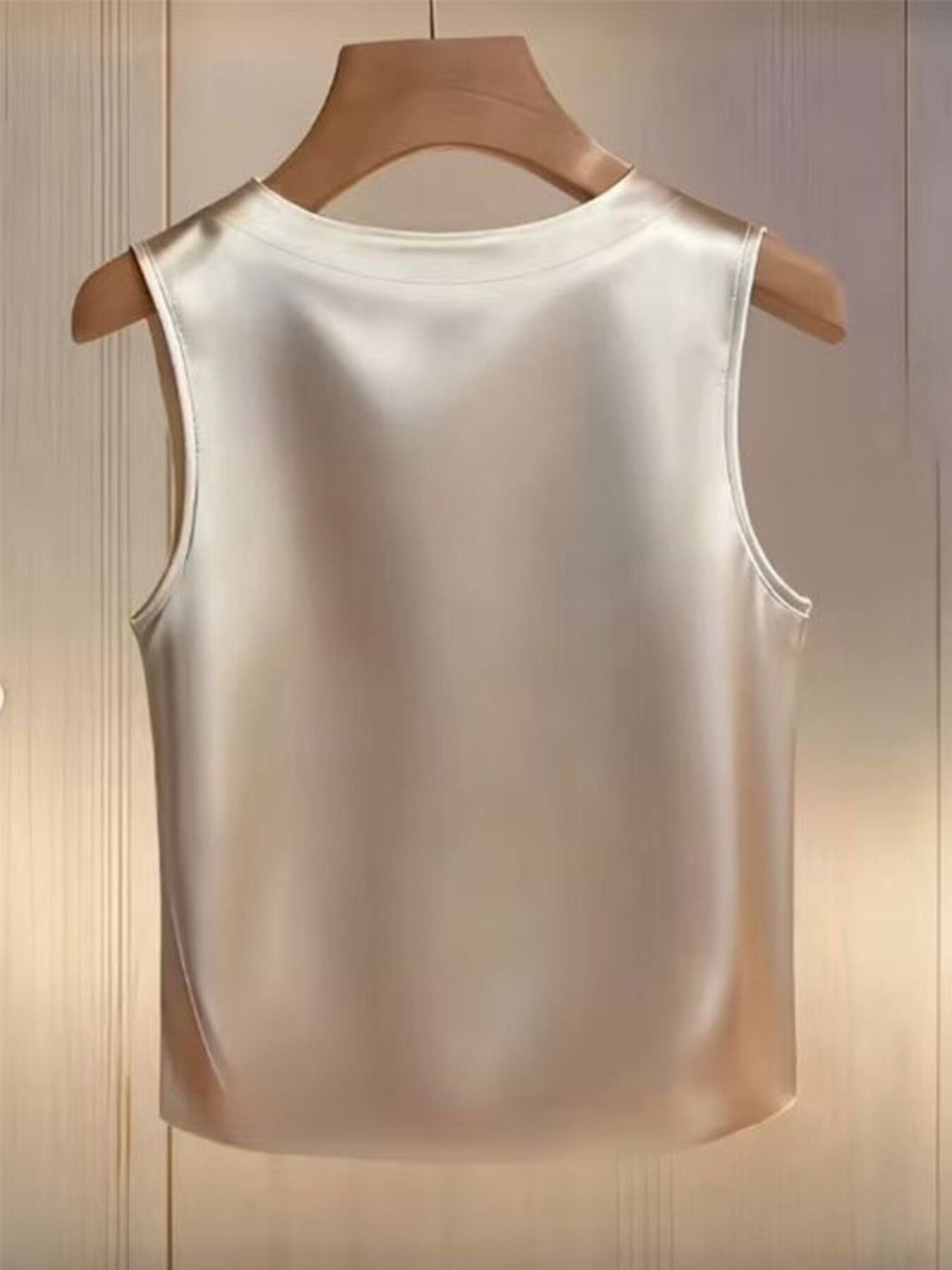Pearl Embellished Satin Tank Top - cas7m