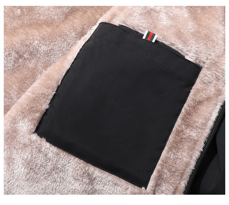 Thick Lamb Velvet Jacket Men's Warm Plus Size Quilted - cas7m