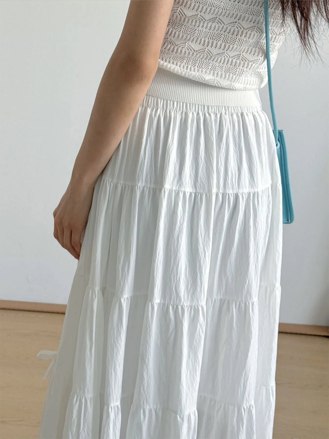 Tiered Elastic Waist Maxi Skirt - cas7m