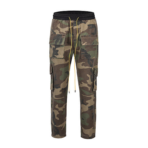 Camouflage Multi-Pocket Straight Cargo Pants