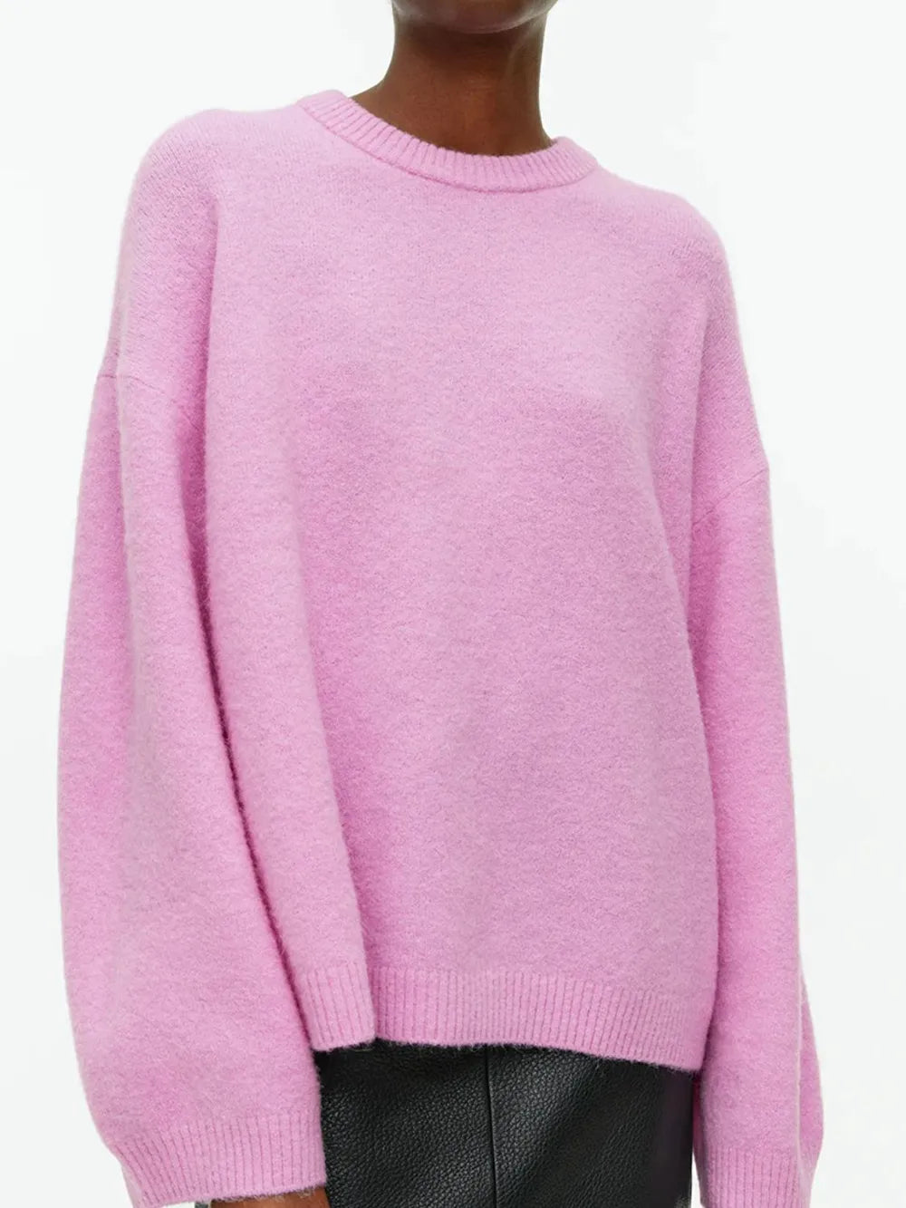 Round Neck Drop Shoulder Sweater - cas7m