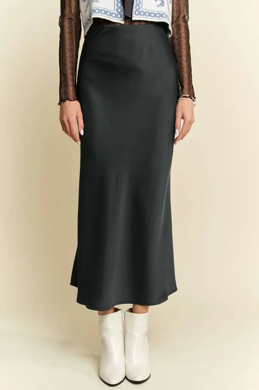 Davi & Dani High Waist Midi Skirt - cas7m