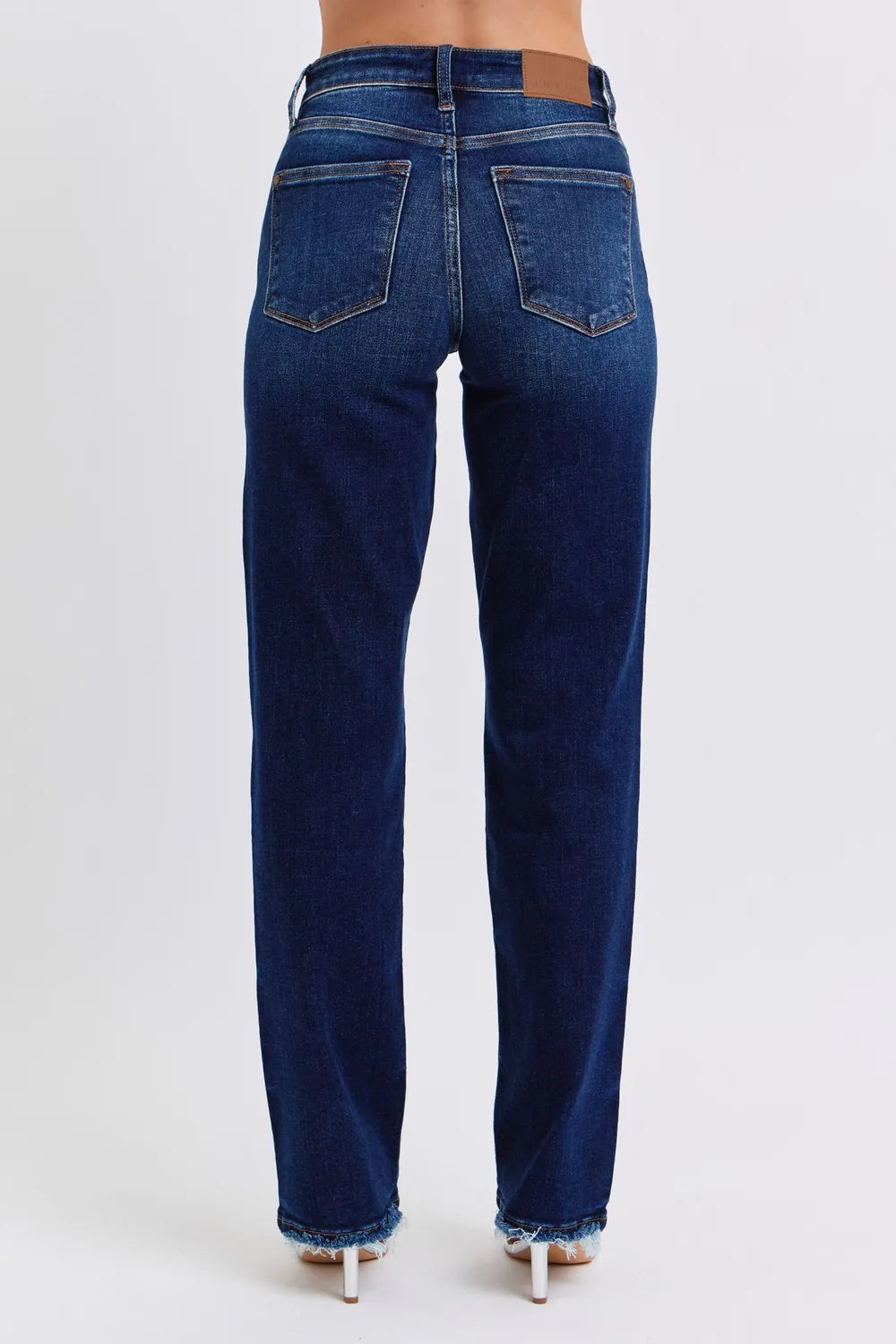 Judy Blue Full Size Raw Hem Straight Leg Jeans - cas7m