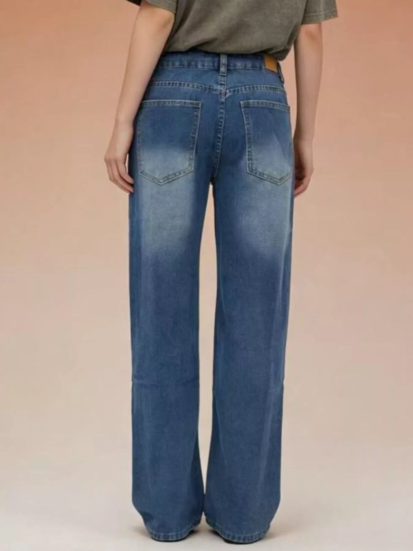 Vintage Wash Wide Leg Jeans - cas7m