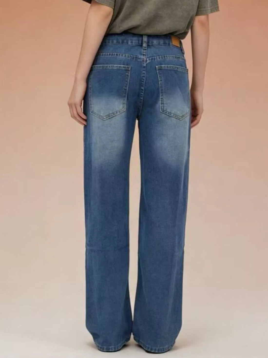 Vintage Wash Wide Leg Jeans - cas7m
