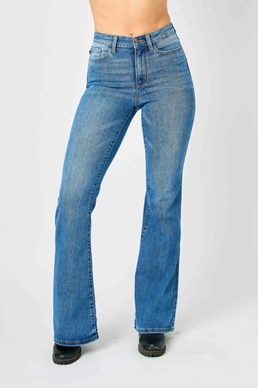 Judy Blue Full Size High-Waisted Classic Flare Jeans Plus Size - cas7m