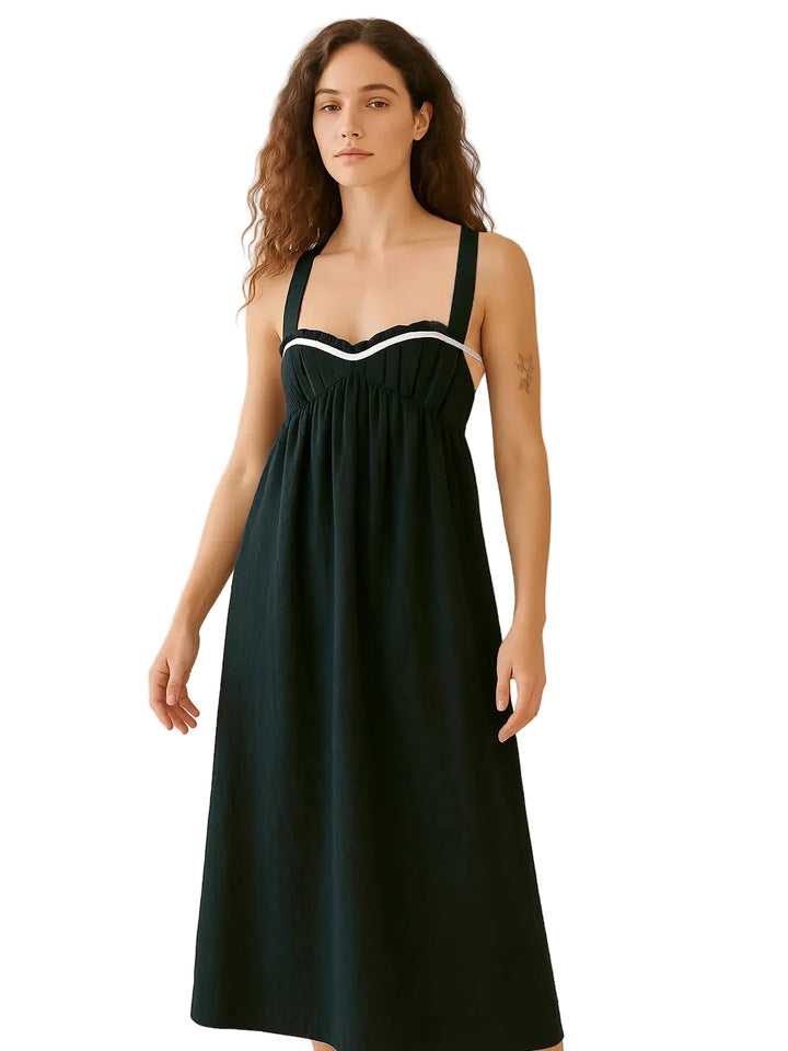 Sweetheart Neck Midi Dress - cas7m