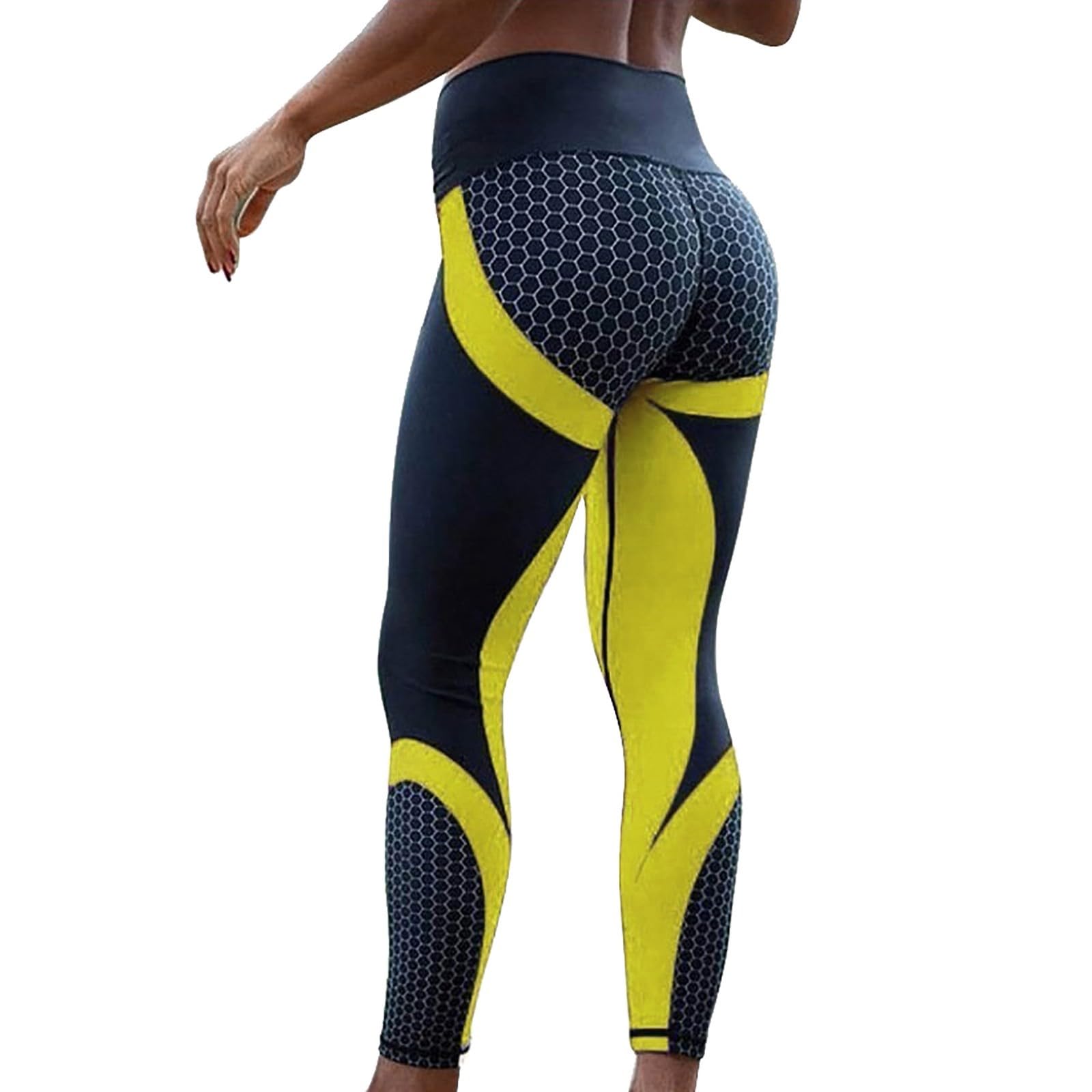 High Waist Colorblock Butt Lift Leggings - Seamless Yoga Pants - cas7m