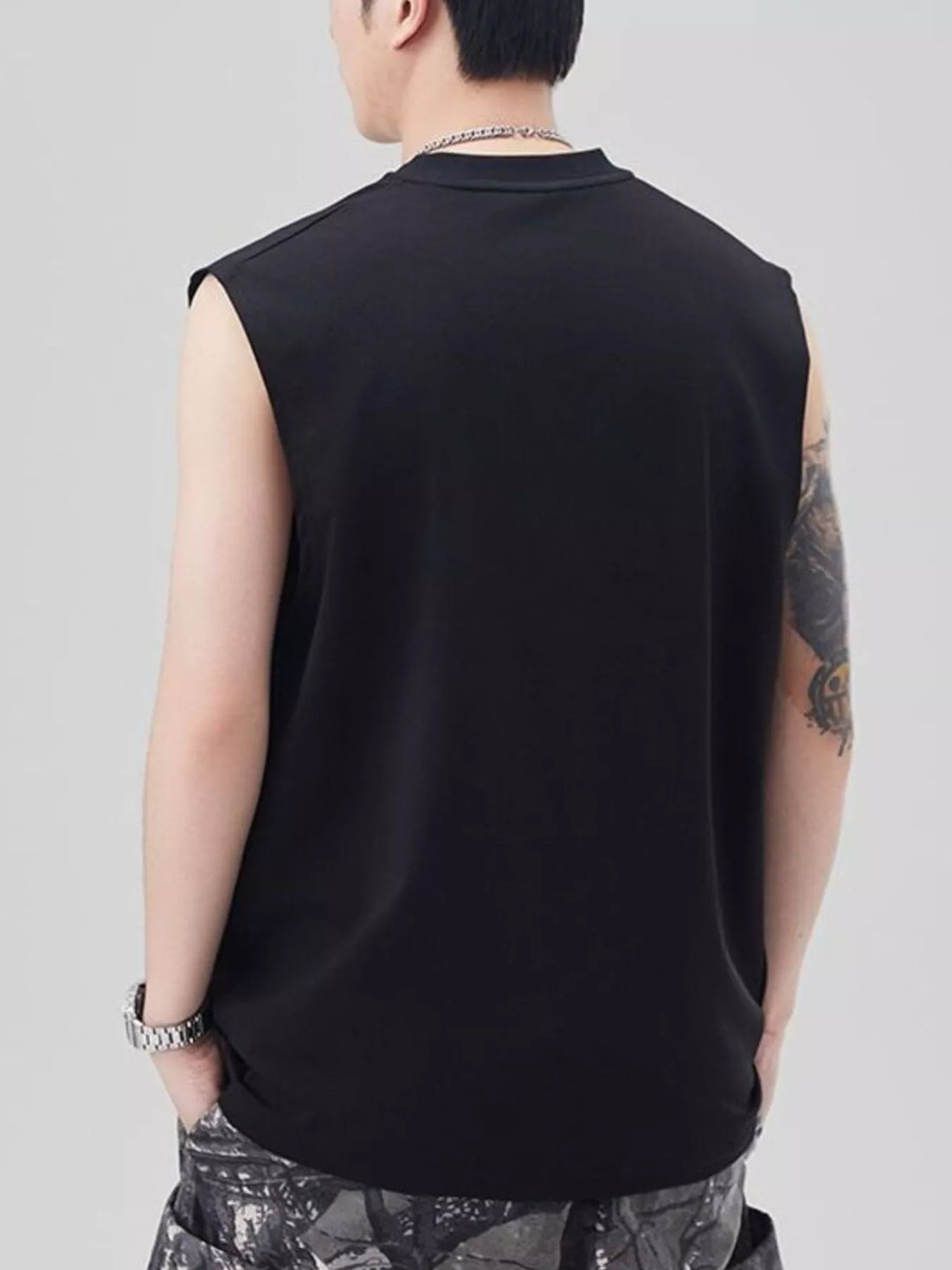 Men's Plus Size Solid Color Casual Tank Top - cas7m