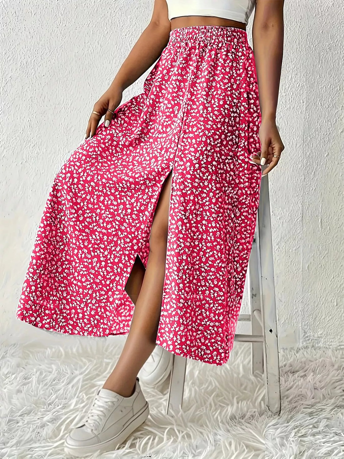Slit Printed Skirt - cas7m