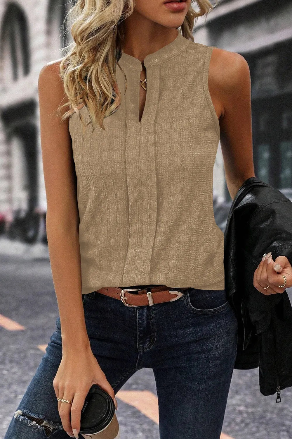 Textured Notched Tank - cas7m