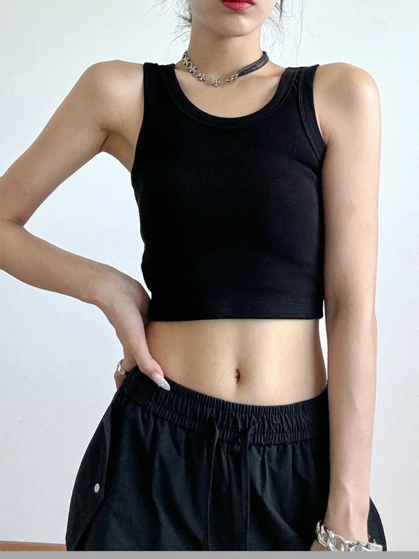 Ribbed Crop Tank Top - cas7m